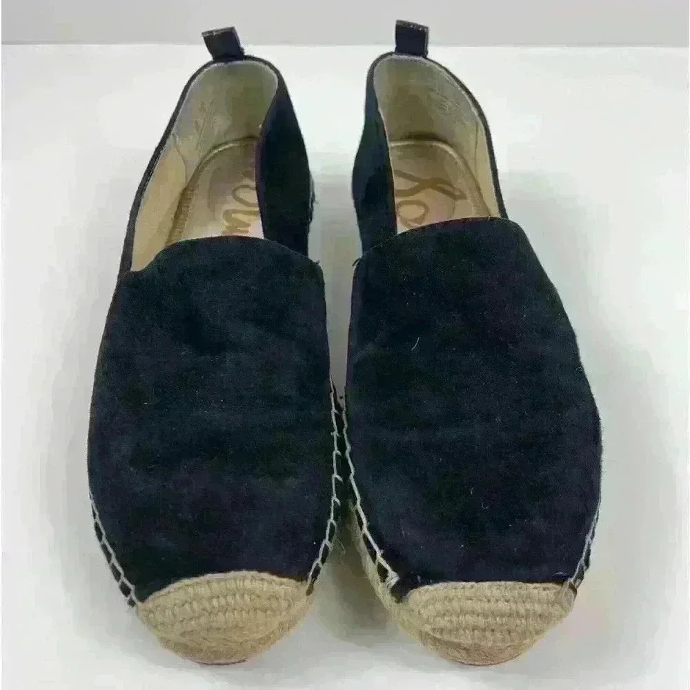 Sam Edelman Womens Carrin Platform Espadrille Slip-On Black Suede 8 Sandal Shoe - Picture 3 of 15